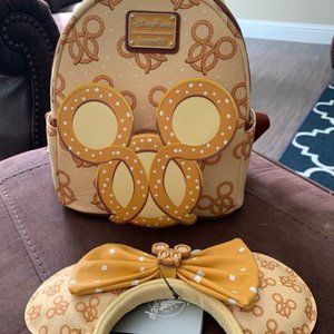 Loungefly Disney Scented Pretzel Mini Backpack and Ears NWT